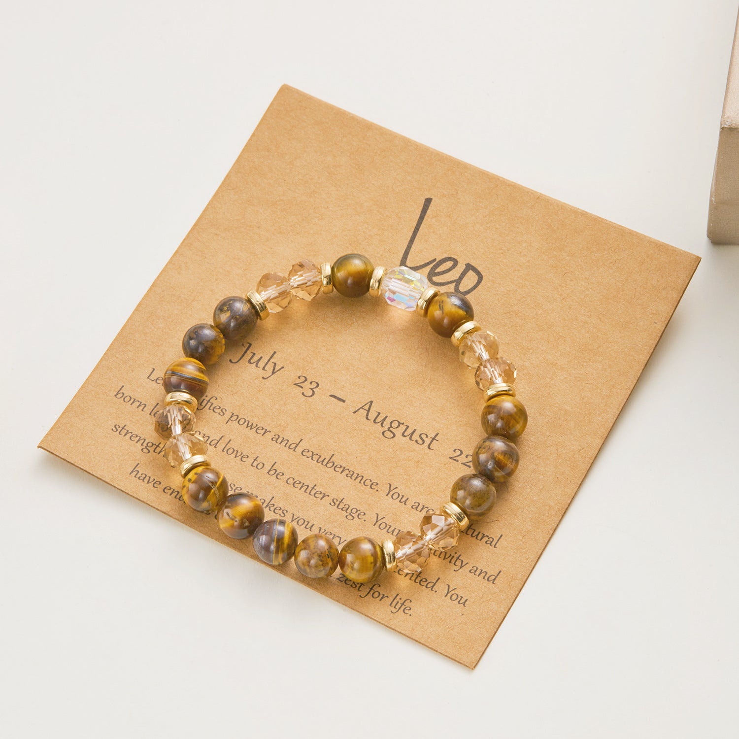 Wholesale  Twelve Constellation Color Natural Stone Crystal Paper Card Mixed Color Beaded Bracelet