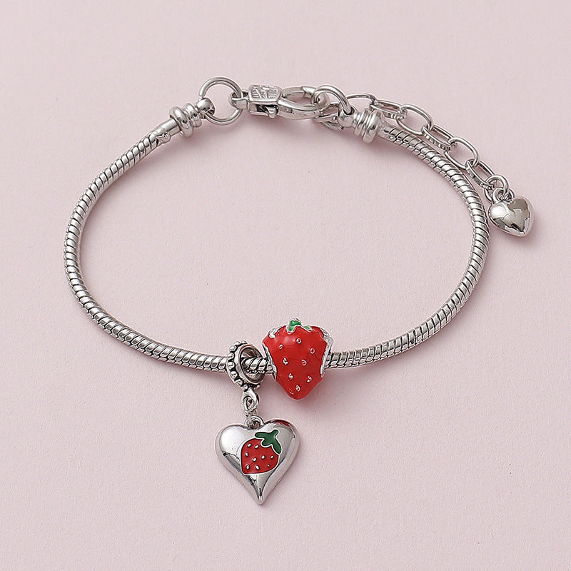 Wholesale painting oil love fruit strawberry bracelet