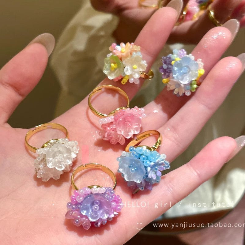 Wholesale Hydrangea flower light luxury high-end colorful ring