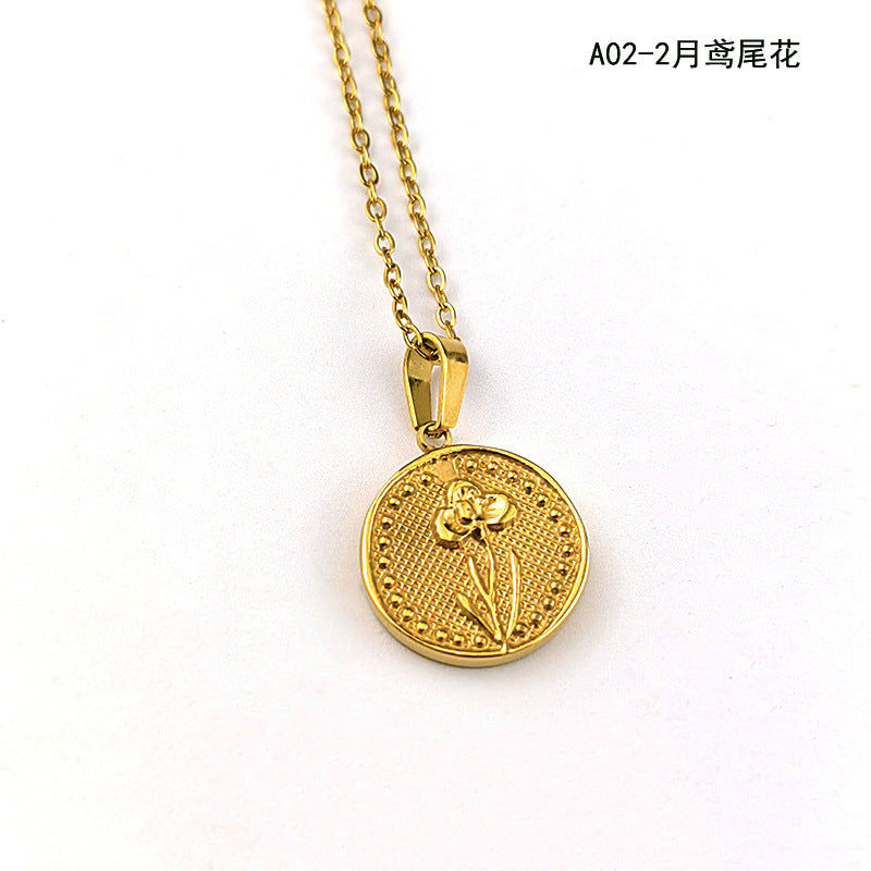 Wholesale Vintage 18K Stainless Steel December Flowers Pendant Necklaces ACC-NE-GuDi007