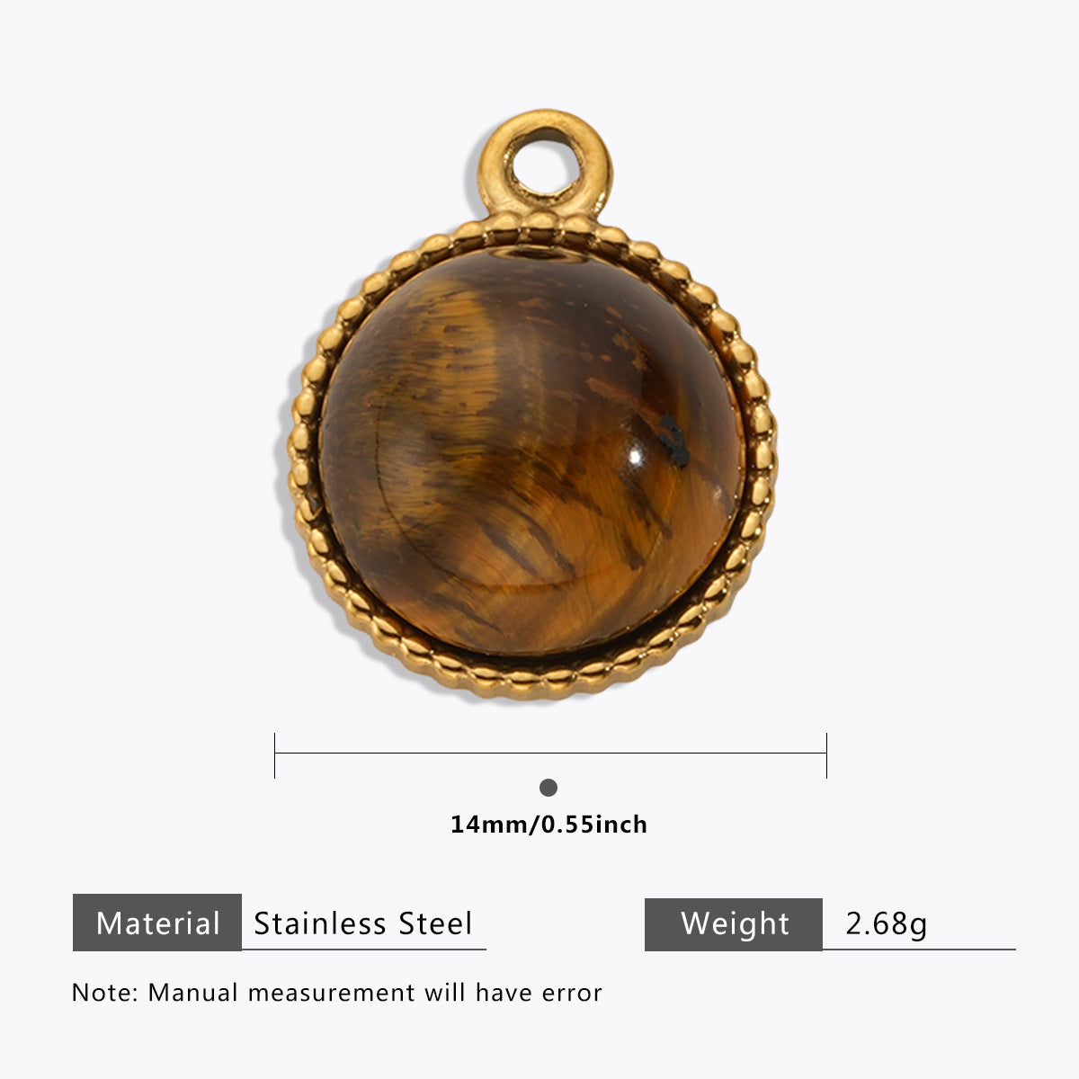 Wholesale Stainless Steel Maillard Tiger Eye Pendant