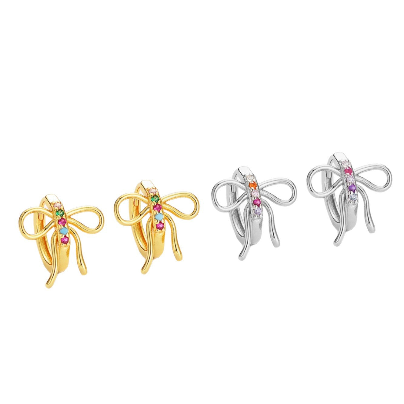 Wholesale Creative Zircon Bow Copper Earrings