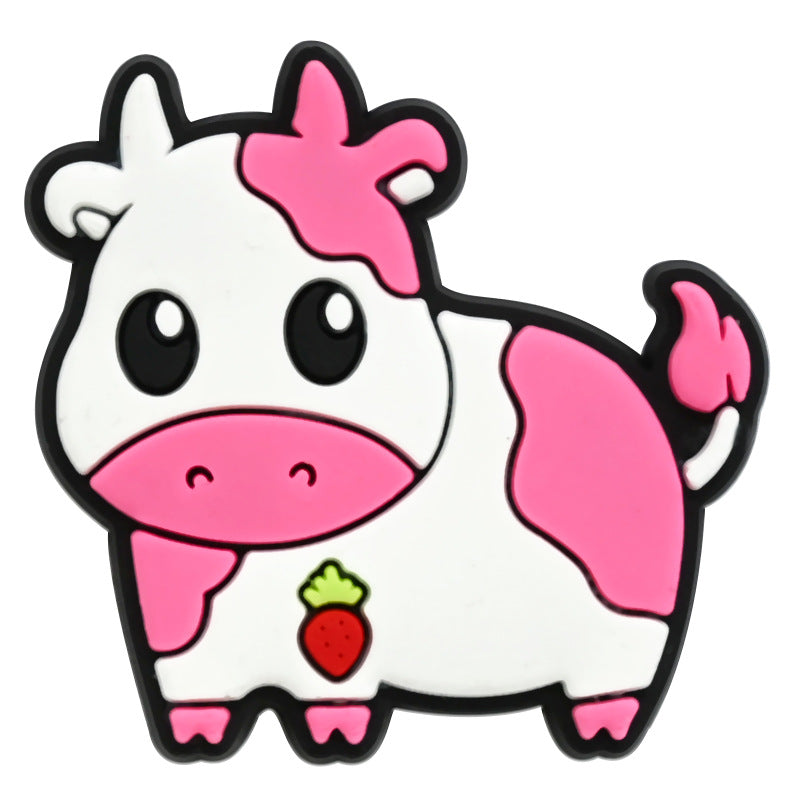 Random 100pcs Cute Cow PVC Soft Rubber Shoe Buckle Decoration ACC-SC-RYY067