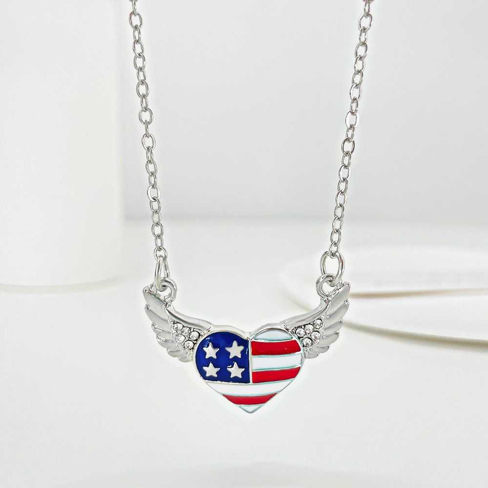 Wholesale  US Independence Day Flag Pendant Necklace