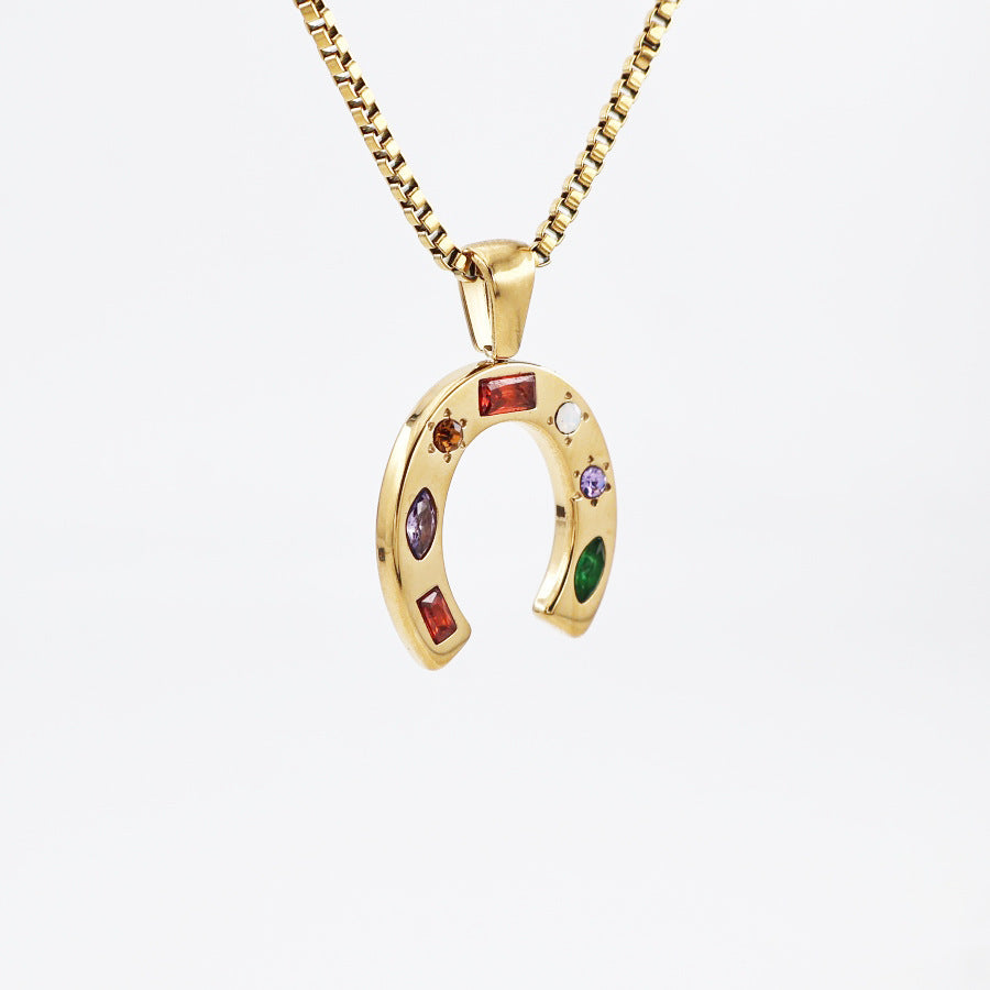 Wholesale Stainless Steel Lucky Horseshoe Necklace