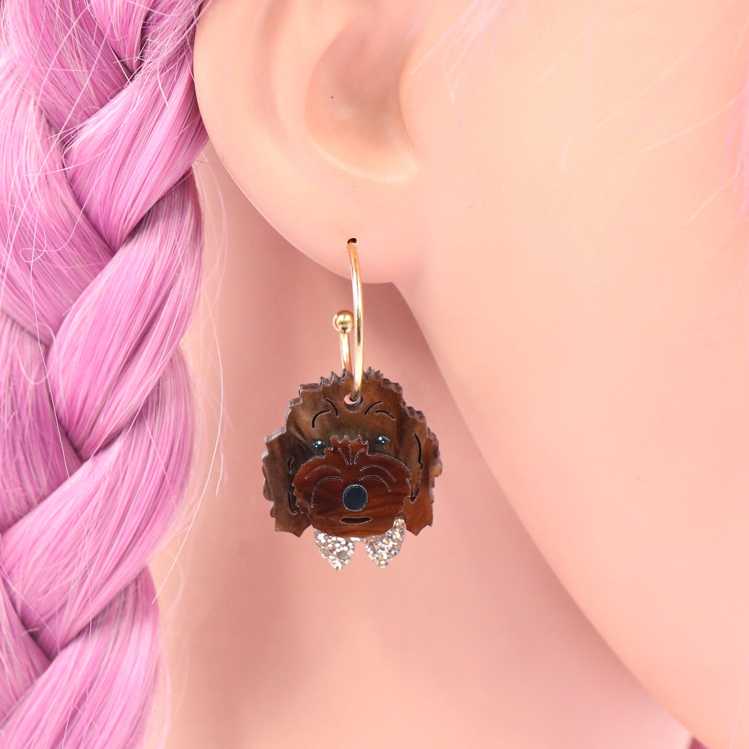 Wholesale 5pcs Ke Jin Furry Cute Animal Acrylic Earrings Cute Earrings ACC-ES-XiaoYan056