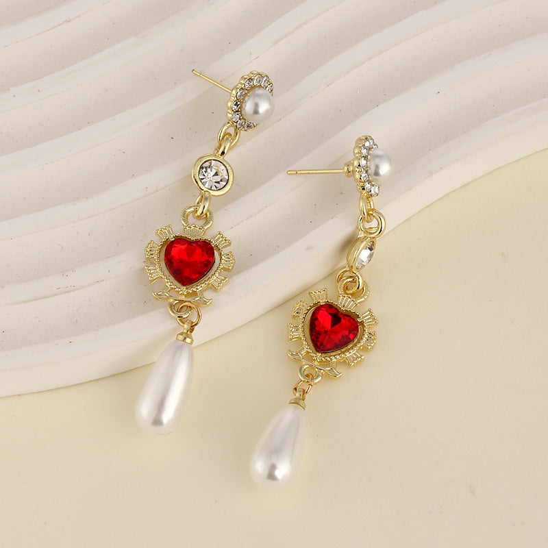 Wholesale S925 Silver Needle Love Heart-shaped Long Tassel Drop Earrings
