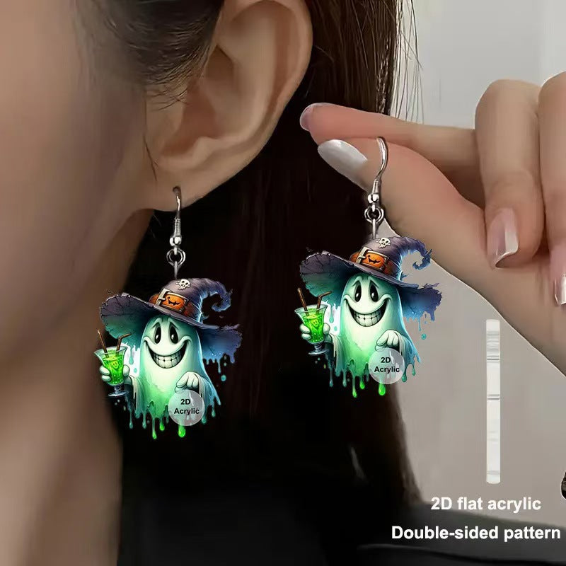 Wholesale 5pcs Cute Pumpkin Acrylic Earrings