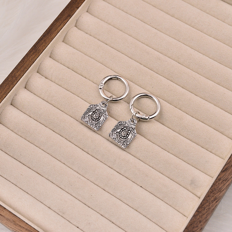 Wholesale Vintage Geometric Turquoise Zinc Alloy Shoe Buckle Bag Charm Keychain Accessory For DIY And Resale