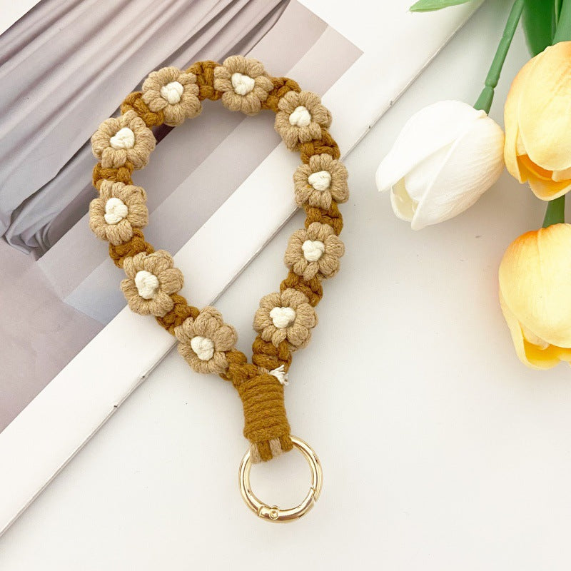 Wholesale Small Daisy Flower Mobile Phone Lanyard Keychain Bohemian Holiday Style Keychains ACC-KC-Huaien001