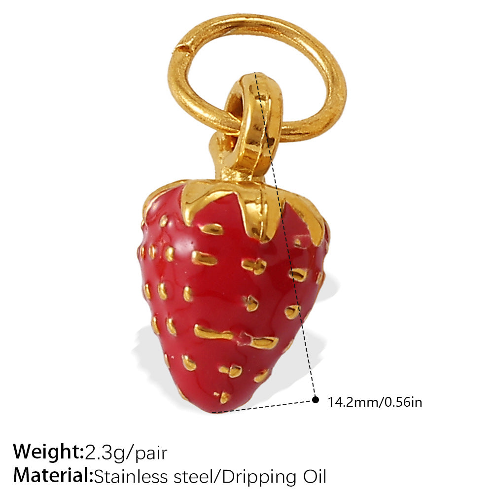 Wholesale  Oil Dripping Watermelon Strawberry Fruit Stainless Steel Pendants