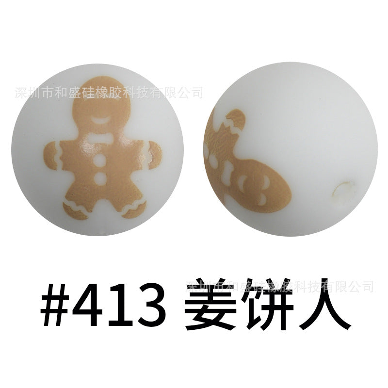 Wholesale 50pcs 15mm Western Style Leopard Skull Color Aztec Printed Silicone Balls Beads ACC-BDS-HeSheng002