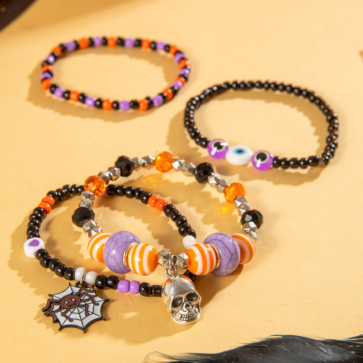 Wholesale   Funny Skull  Rice Bead Bracelet suit