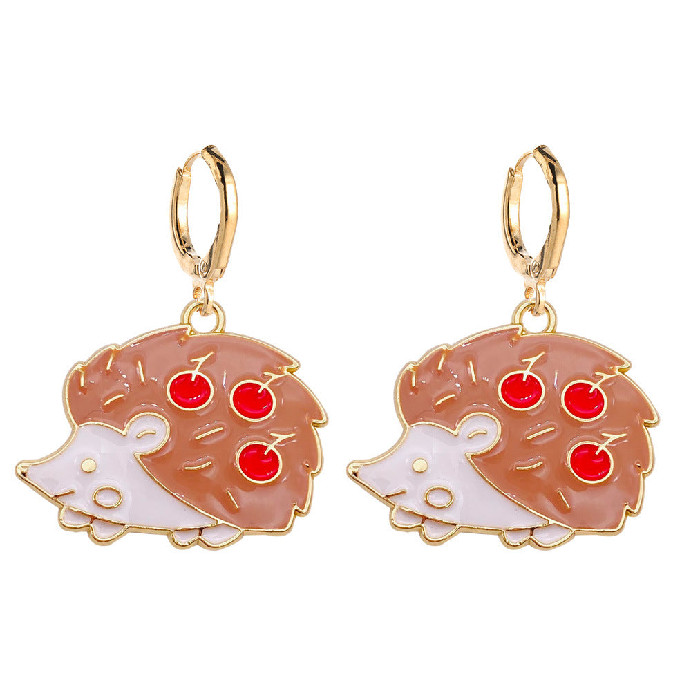 Wholesale Thanksgiving Cute Hedgehog Fox Scarecrow Pumpkin Wheat Alloy Oil Drop Earrings ACC-ES-ChenY050