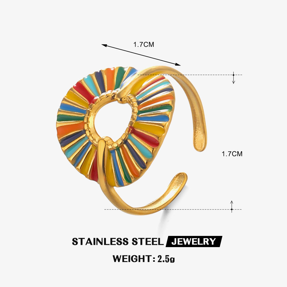 Wholesale Stainless Steel Geometric Rhinestone Drop Ring Trendy Fashion Jewelry for Resale