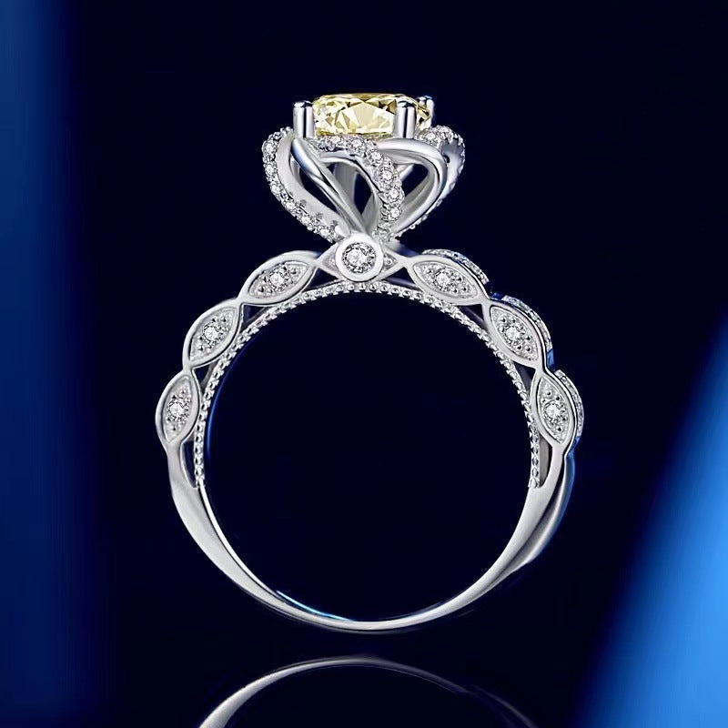 Wholesale Luxury corrugated flower bud Diamond Ring