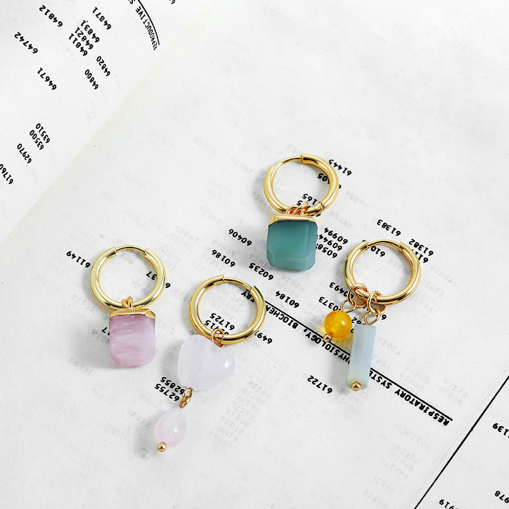 Wholesale love asymmetric earrings 18K gold stainless steel earrings