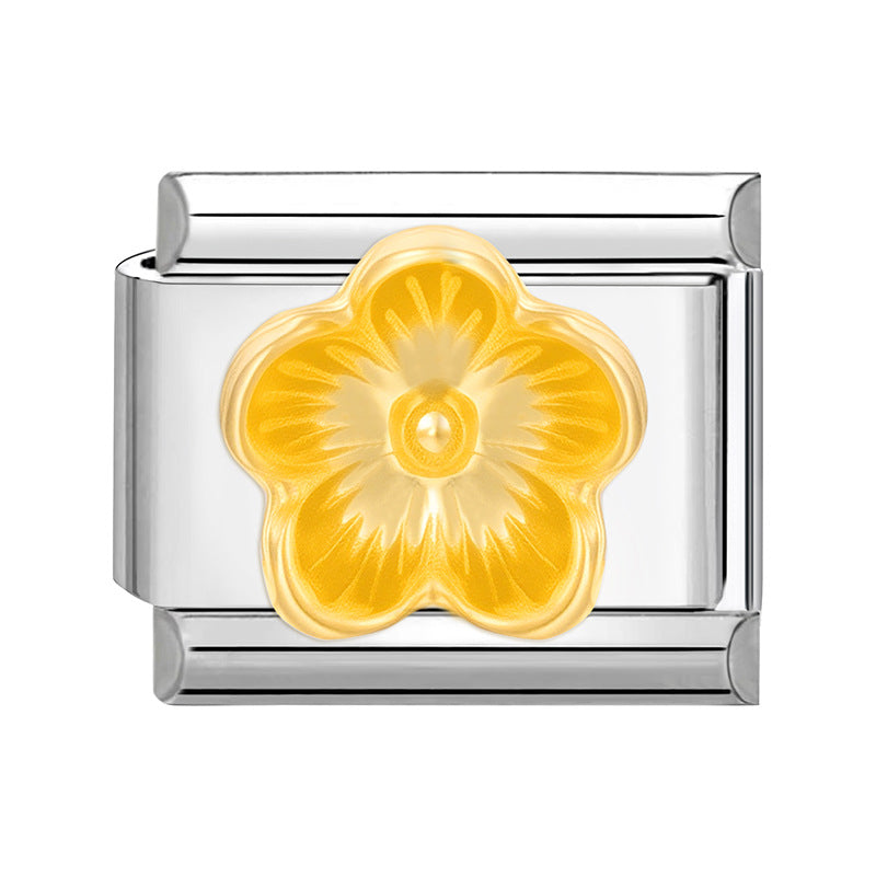 Wholesale Italian Charm Bracelet 9mm DIY Splicing Gold Butterfly Bow Stainless Steel Composable Bracelet