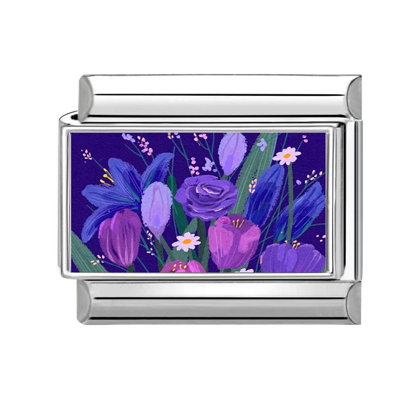 Wholesale Italian Charm Bracelet 9mm DIY Splicing Flower Stainless Steel Composable Bracelet