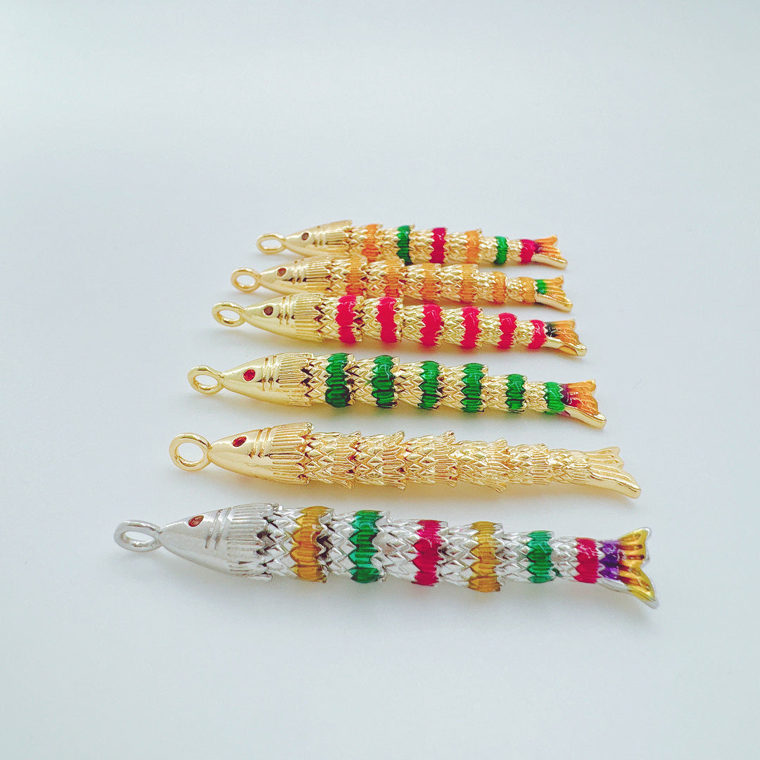 Wholesale Electroplated Copper Colorful Koi Fish Necklace Ocean Series Jewelry Accessory