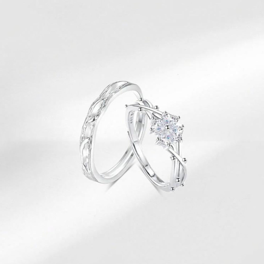 Wholesale 999 Silver Korean Style n Four Leaf Clover Adjustable Couple Ring Jewelry Accessory Gift For Boutique Resale