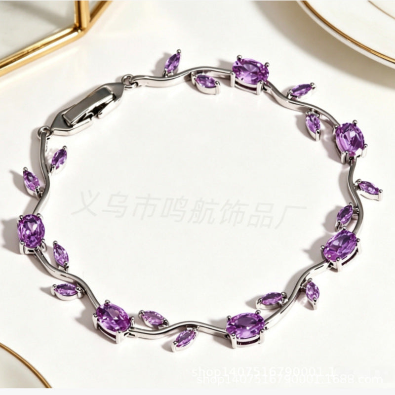 Wholesale Trendy Leaf Design Rhinestone Bracelet,  Fashion Accessory for Everyday Wear or Boutique Resale