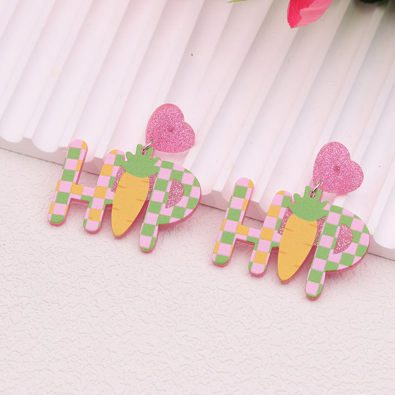 Wholesale Acrylic Easter Bunny Egg Earrings