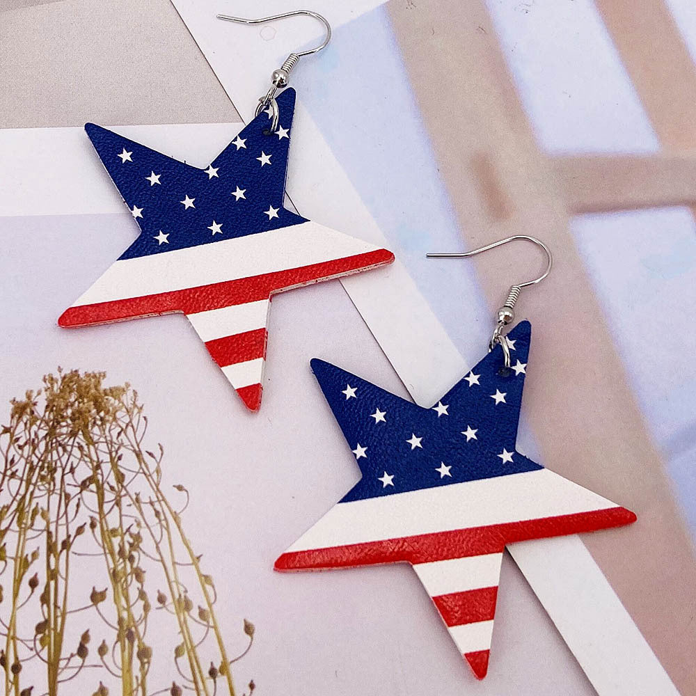 Wholesale American Independence Day Leather Earrings ACC-ES-CY022