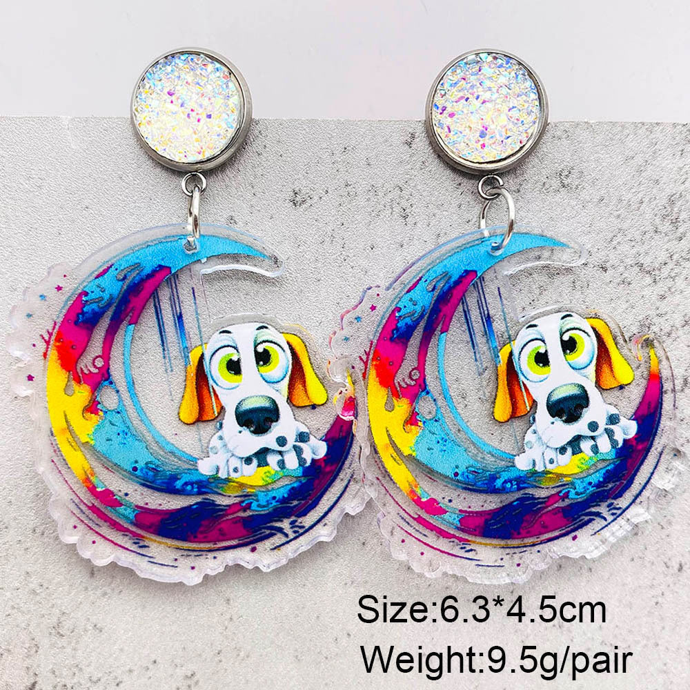 Wholesale  cartoon animal earrings  Dog elephant reading acrylic earrings