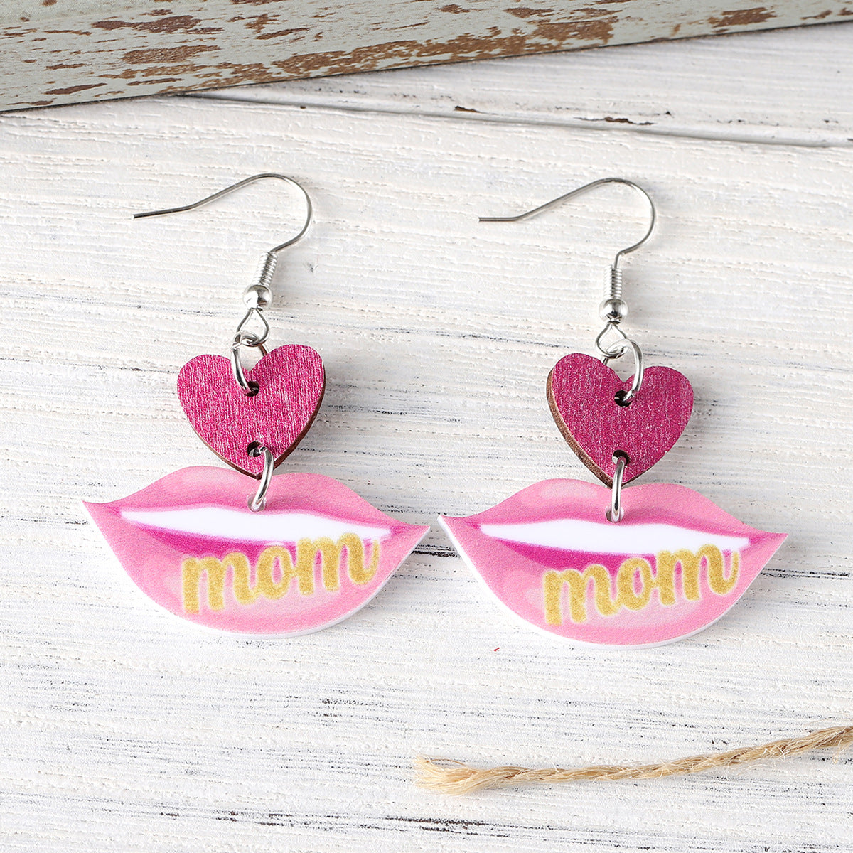 Wholesale  Mother's Day Lips Love Pendant Earrings