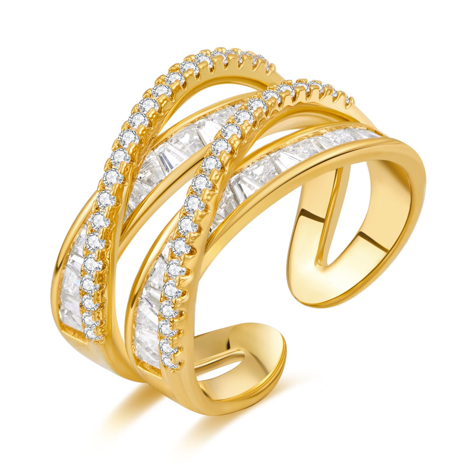 Wholesale Zircon Wide Face Cross Opening Ring