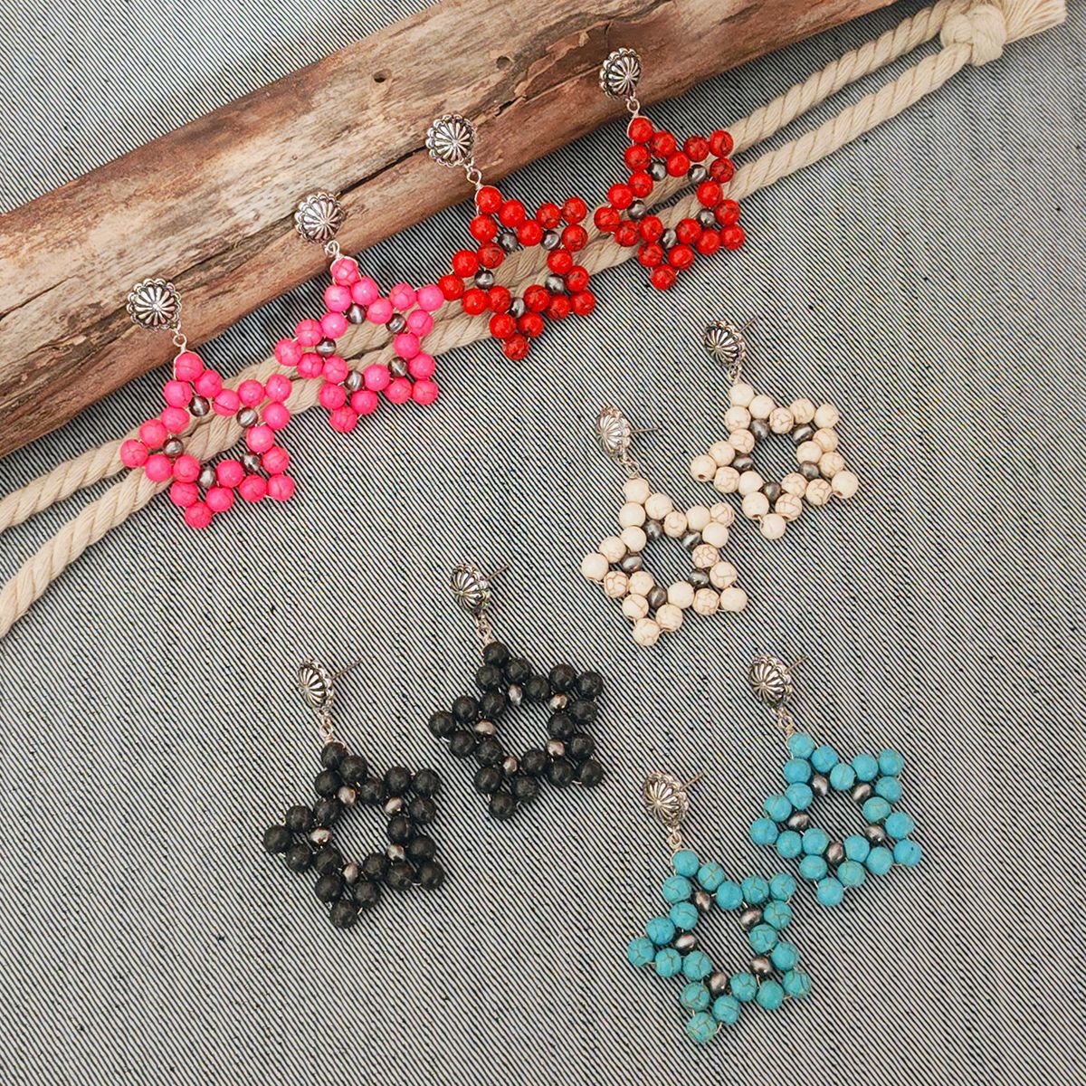 Wholesale Turquoise Star Geometric Earrings Bohemian Style Women S Fashion Accessory For Everyday Wear