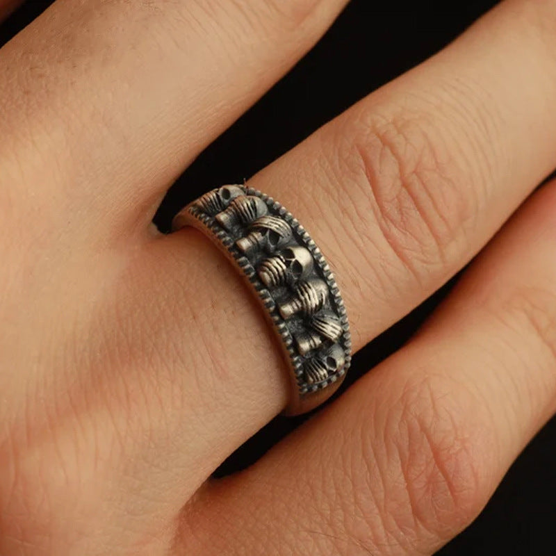 Wholesale Antique Silver Gothic Skull Vintage Couple Ring
