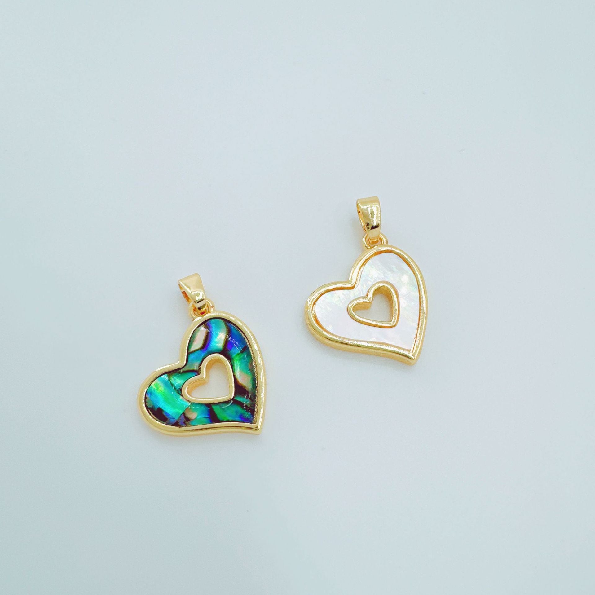 Wholesale DIY Shell Heart Necklace Pendant Gold Plated Fashion Jewelry Accessory Boutique Resale