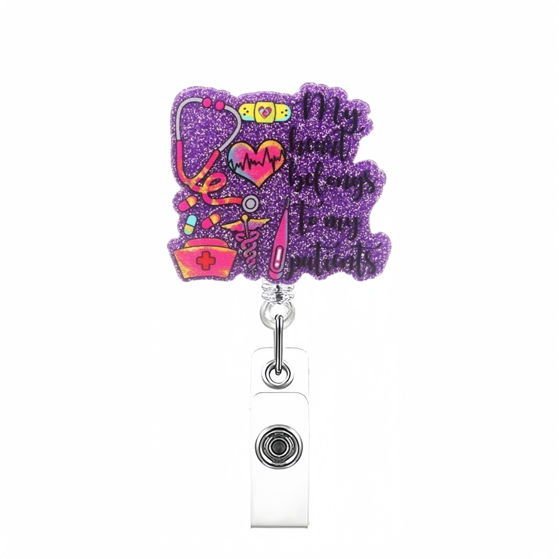 Wholesale Creative pattern acrylic Retractable Rotating Badge Keychain