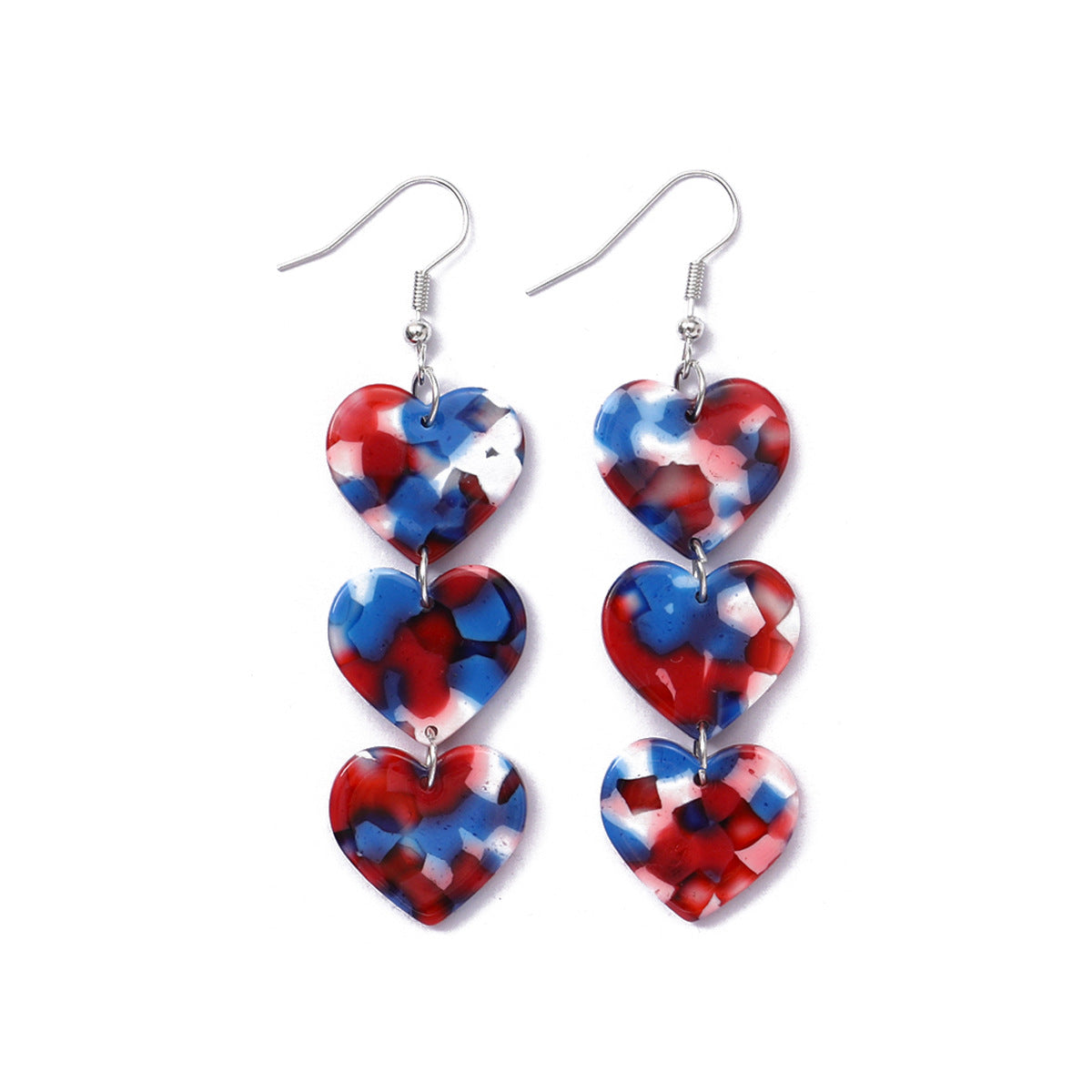 Wholesale Heart Earrings Independence Day Earrings
