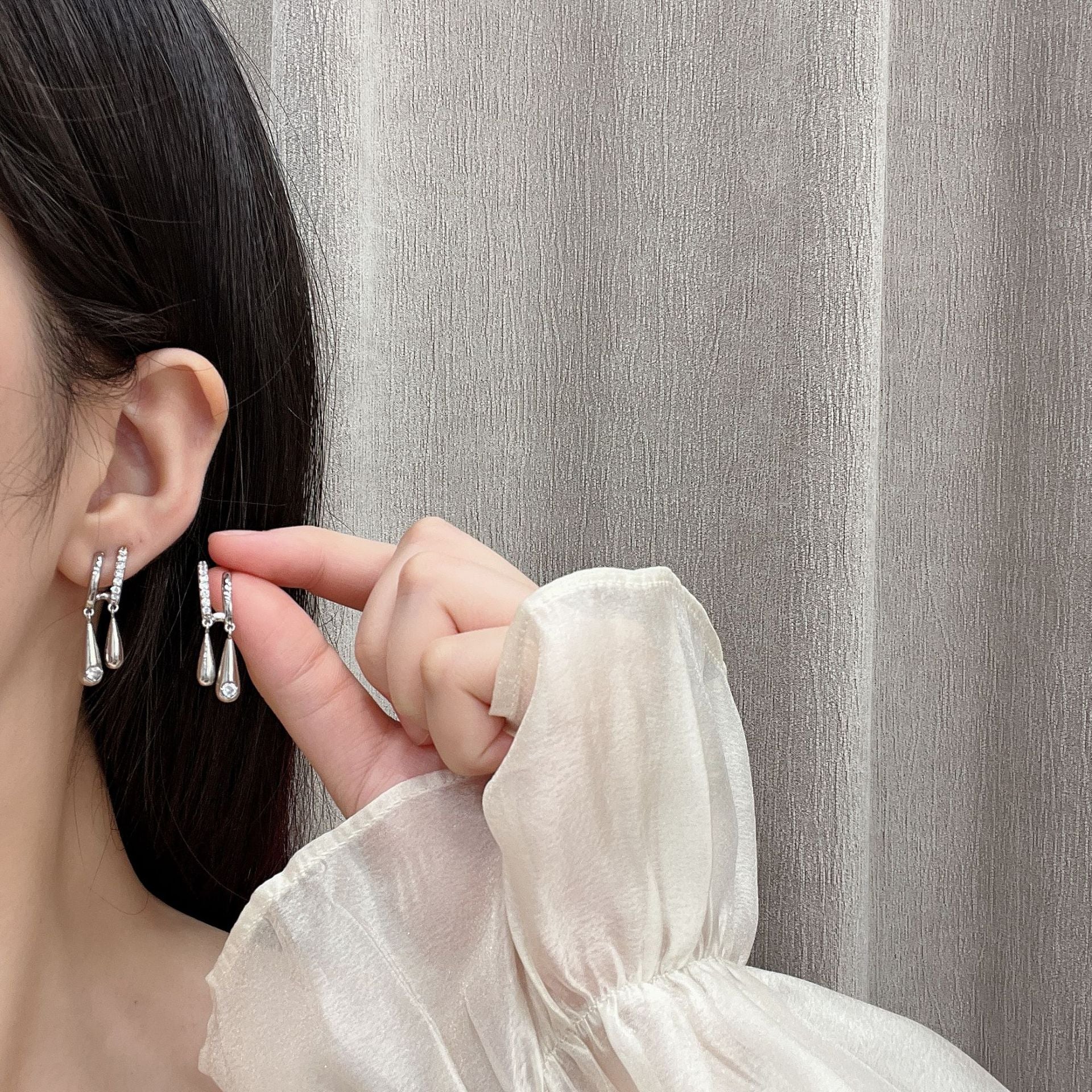 Wholesale silver Wave Water Drop Pendant Necklace Earrings