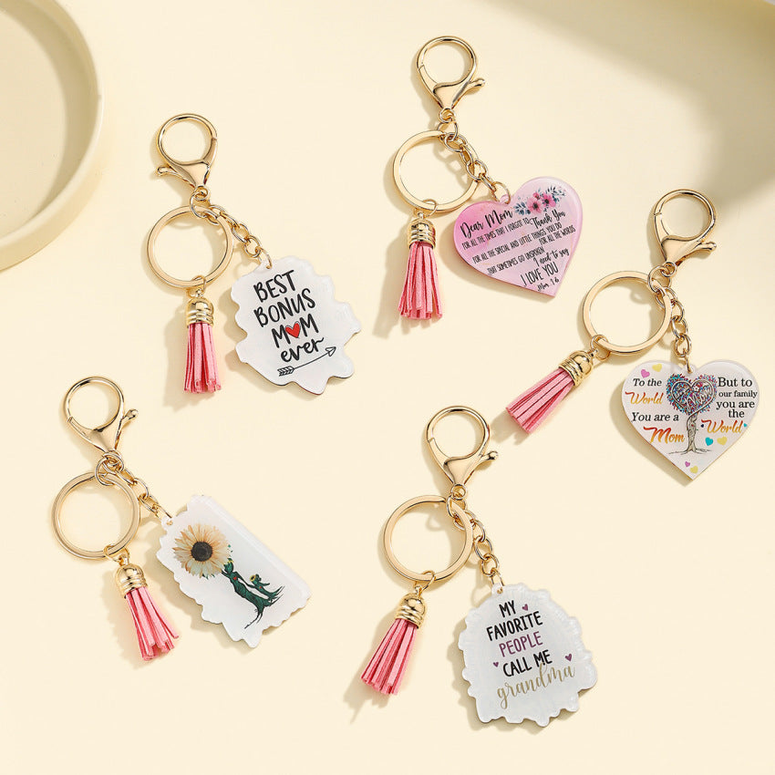 Wholesale  Mother's Day Love Acrylic MOM Tassel Keychain