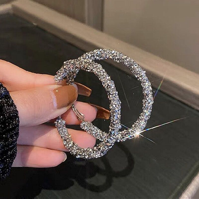 Wholesale black micro diamond large earrings