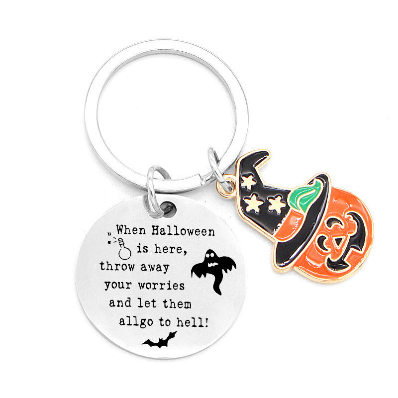 Wholesale Cute Stainless Steel Ghost Pumpkin Keychain  Party Gift Fashion Accessory For Resale