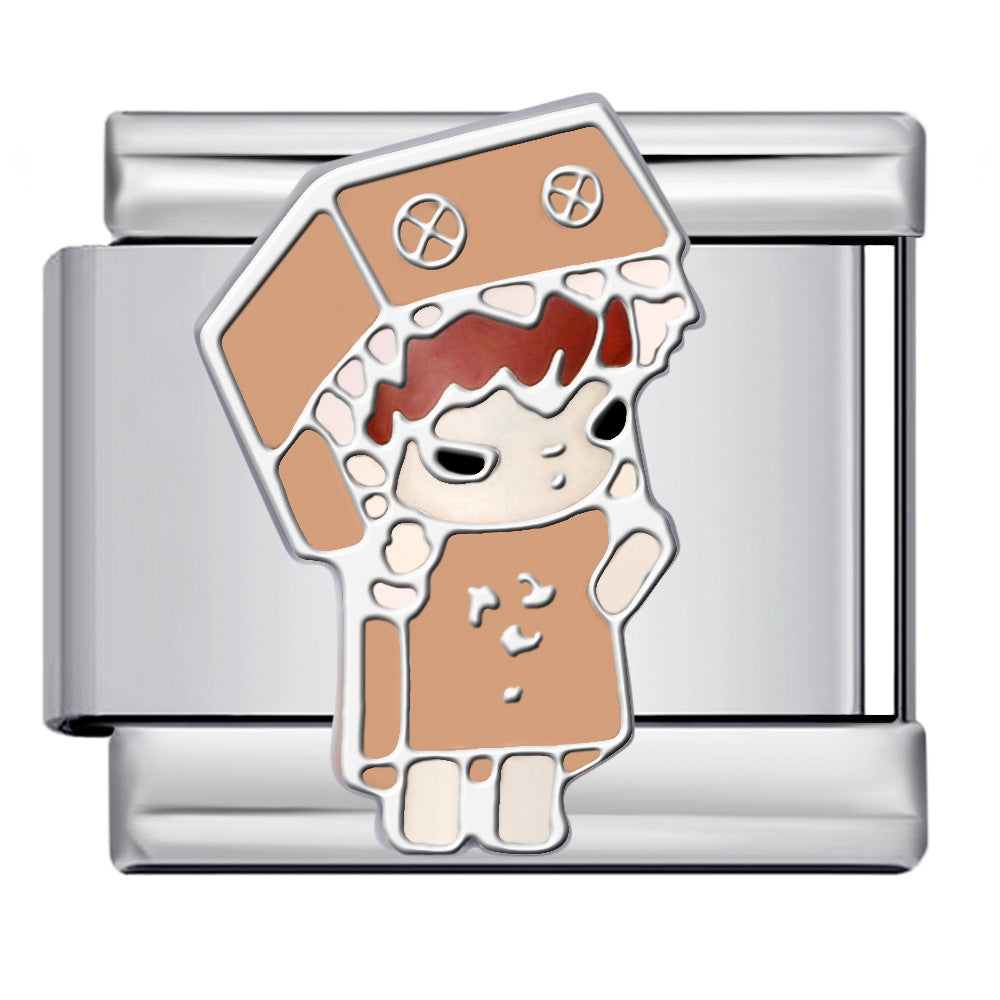 Wholesale 2pcs/pack  Italian Charm Bracelet 9mm DIY Splicing Anime Cute Cartoon Stainless Steel Composable Bracelet