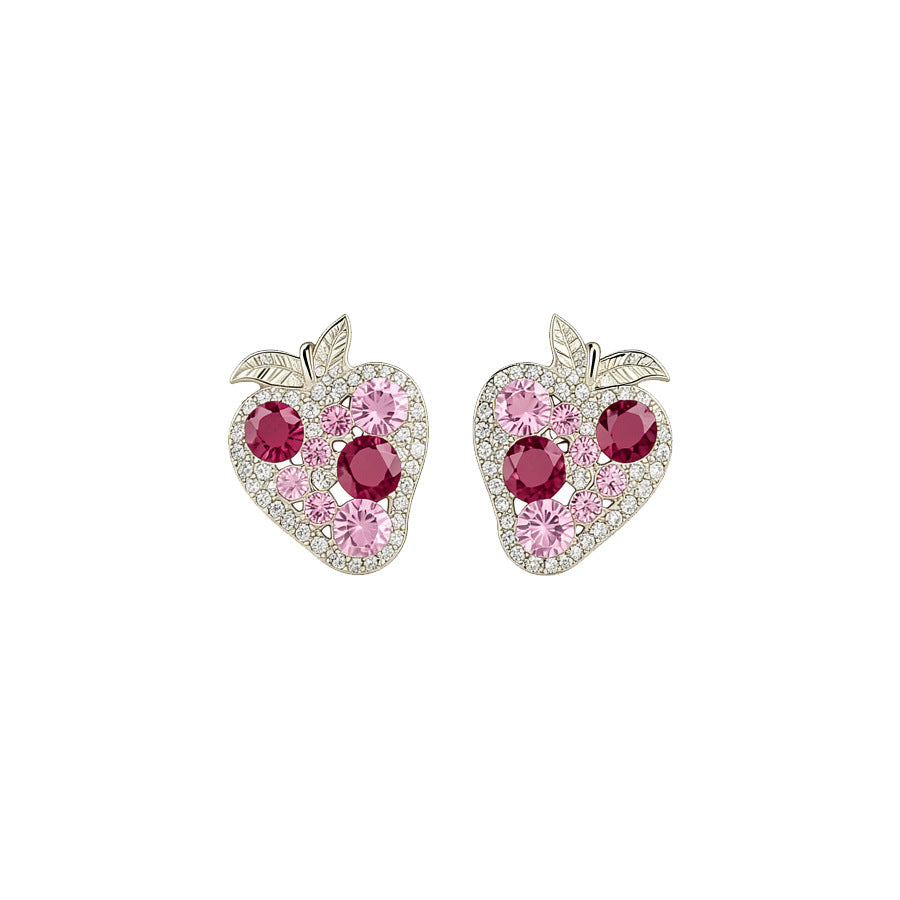 Wholesale Rhinestone Strawberry Korean Style Sweet and Luxurious Earrings