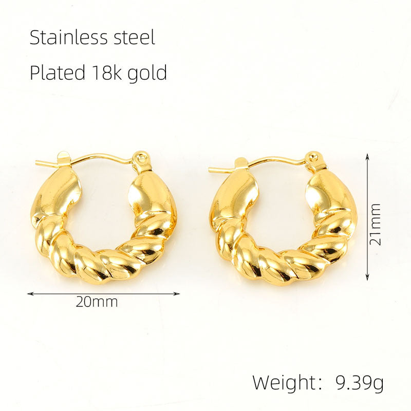 Wholesale Gold Plated Spiral Geometric Stainless Steel Earrings ACC-ES-ZhongYao004
