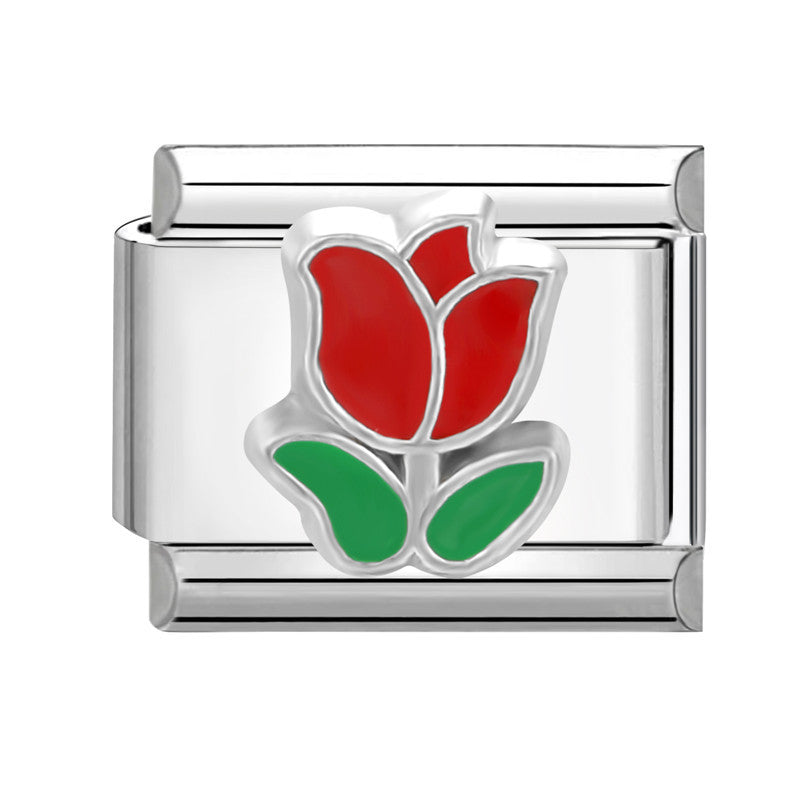 Wholesale Italian Charm Bracelet 9mm DIY Splicing Flower Stainless Steel Composable Bracelet