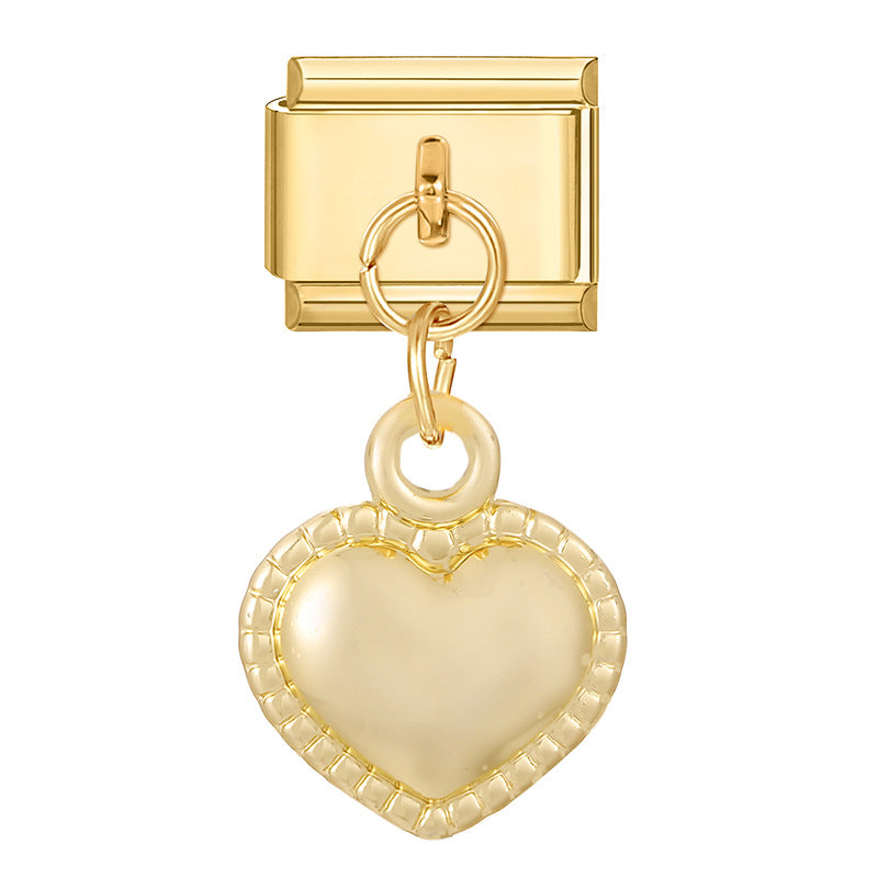 Wholesale 9mm Italian Charm Starter Bracelets DIY Heart and Bowknot Pendant Style Stainless Steel Composable Bracelet