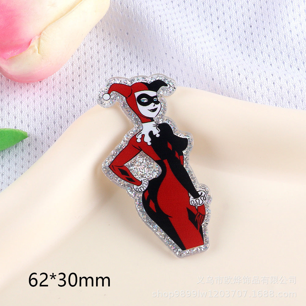 Wholesale  10pcs DIY Flatback cartoon character Acrylic Flatback Badge Reels Retractable Keychain DIY Accessories