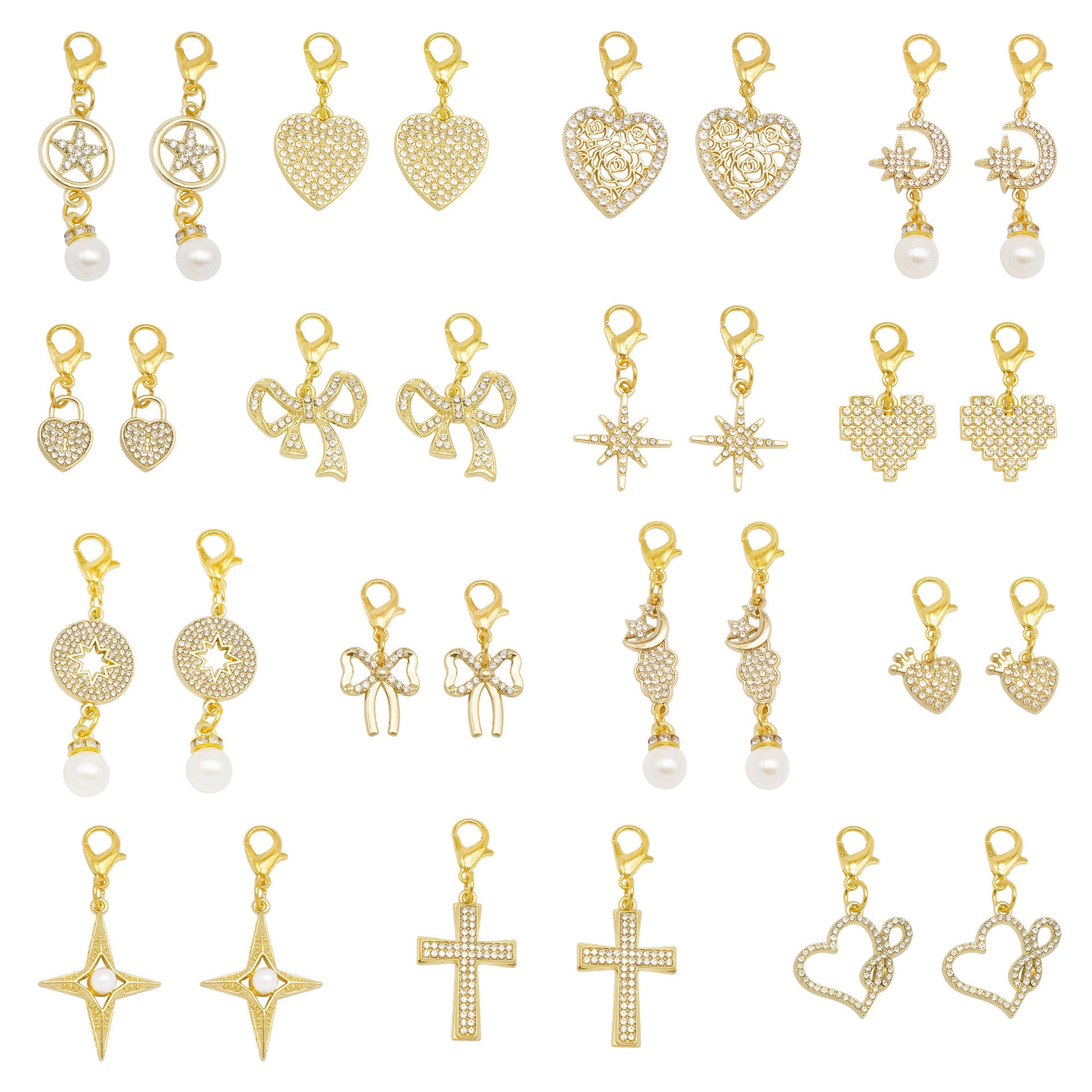 Wholesale Bowknot Heart-Shaped Zircon Diamond   Charms