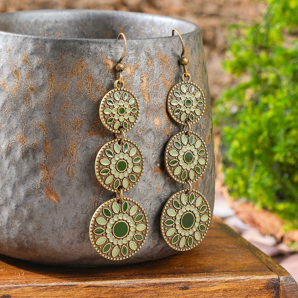 Wholesale Ethnic Style Colorful Oil Drop Long Earrings - Fashion Accessory for Party Wear
