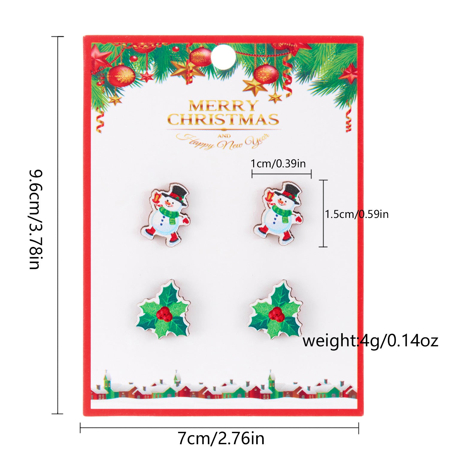 Wholesale Christmas Snowman Snowflake Wood Earrings Set ACC-ES-YingHao001