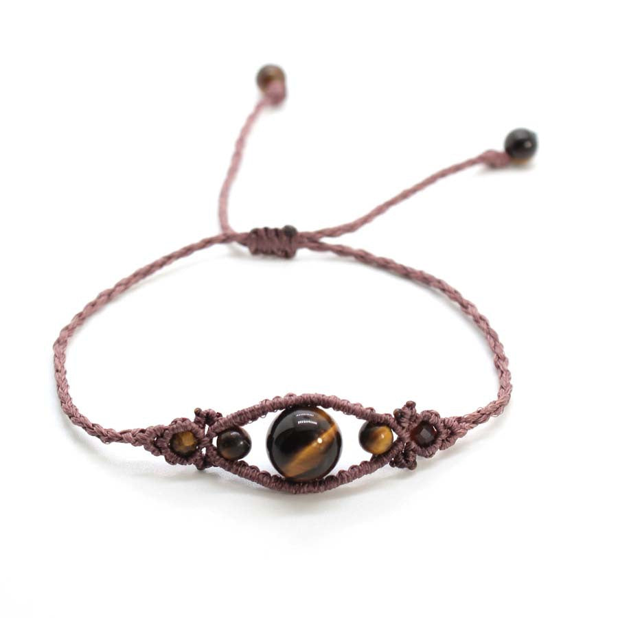 Wholesale Amethyst Gemstone Beaded Bracelet Angel Eye Handwoven Adjustable Retro Chic Everyday Jewelry